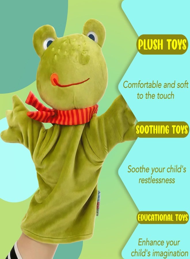 SAURAWAN Frog Plush Hand Puppet Toys, Kawaii Animal Hand Puppets for Kids and Toddlers Ages 3-5 4-8, Funny Frog Plushies, Animal Themed Role Play, Birthday Gift, Prize Box Toys for Kids Classroom - Image 4